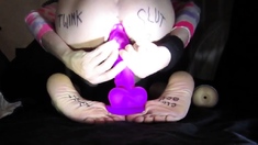 Fucking My Huge Purple Dildo Twink Slut Style