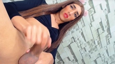 Awesome Shemale Masturbating Her Dick