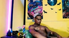 Excited Black Muscle masturbating Part 2 doing a Cam Show