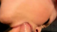 Red haired slut gets throatfucked